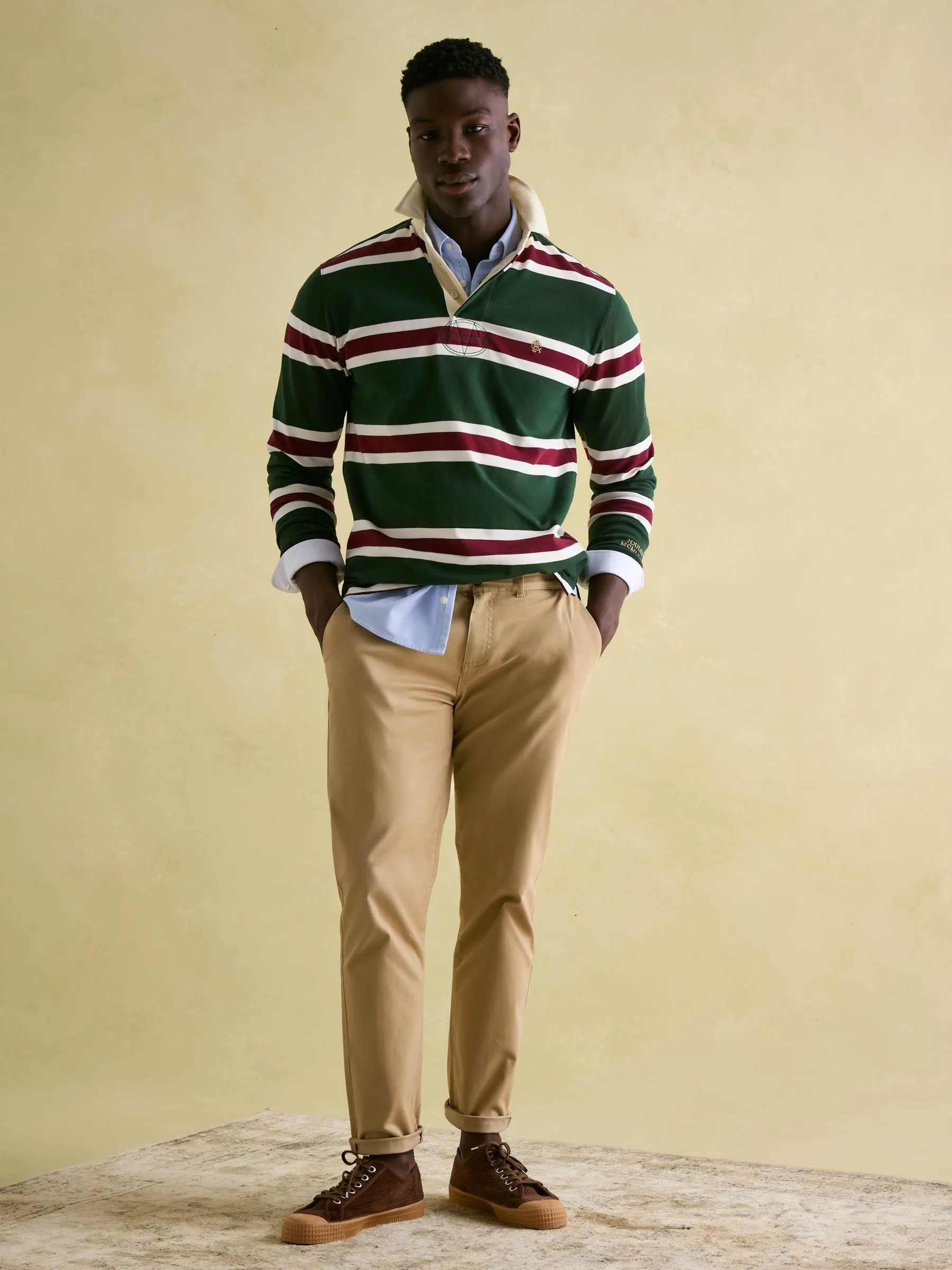 Onside Green & Red Striped Rugby Shirt