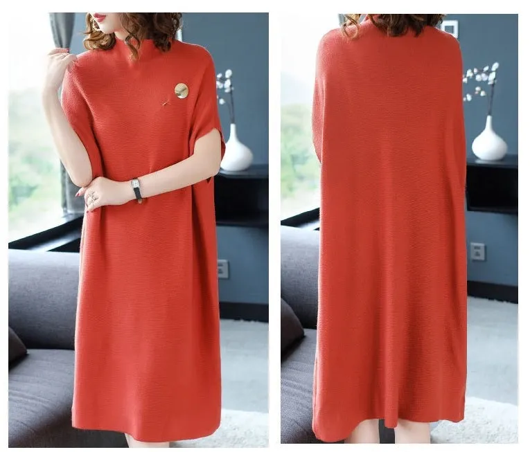 Oversized Sweater Dress W/ Brooch