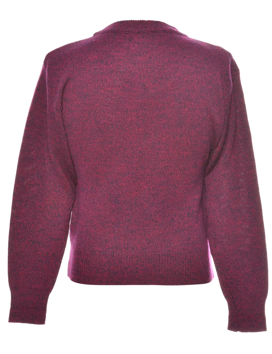 Patterned Maroon & Purple Diamond Design Jumper - S