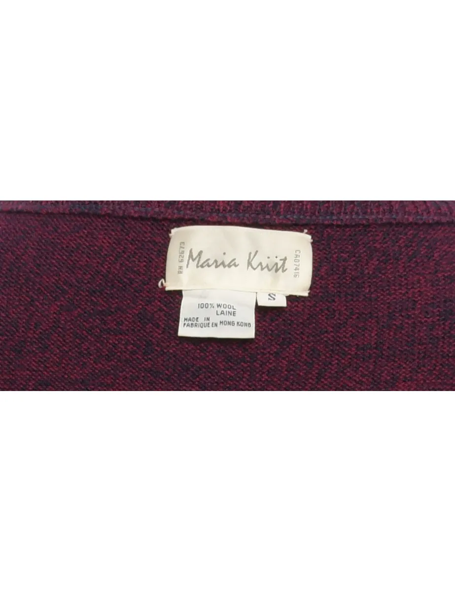 Patterned Maroon & Purple Diamond Design Jumper - S