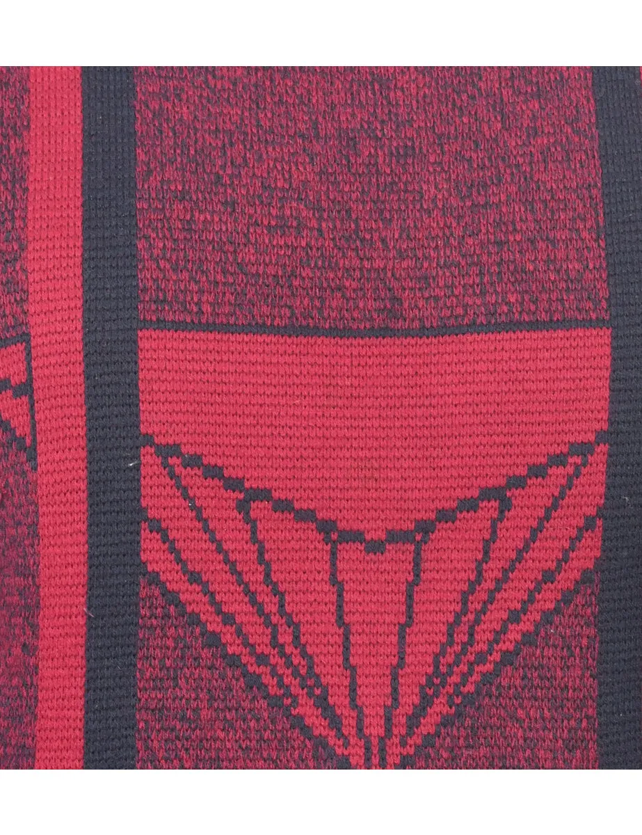 Patterned Maroon & Purple Diamond Design Jumper - S
