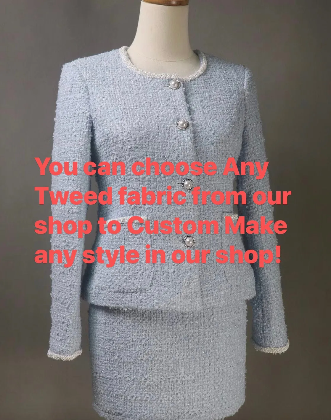 Pink Tweed Dress / Plus Size / Custom Length Option