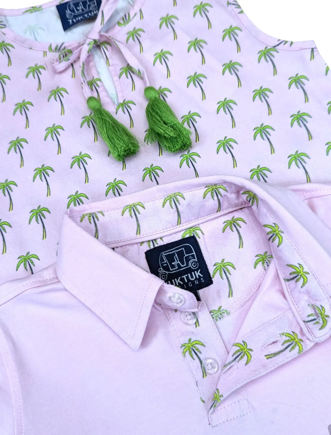 Pink with Palms Trim Polo