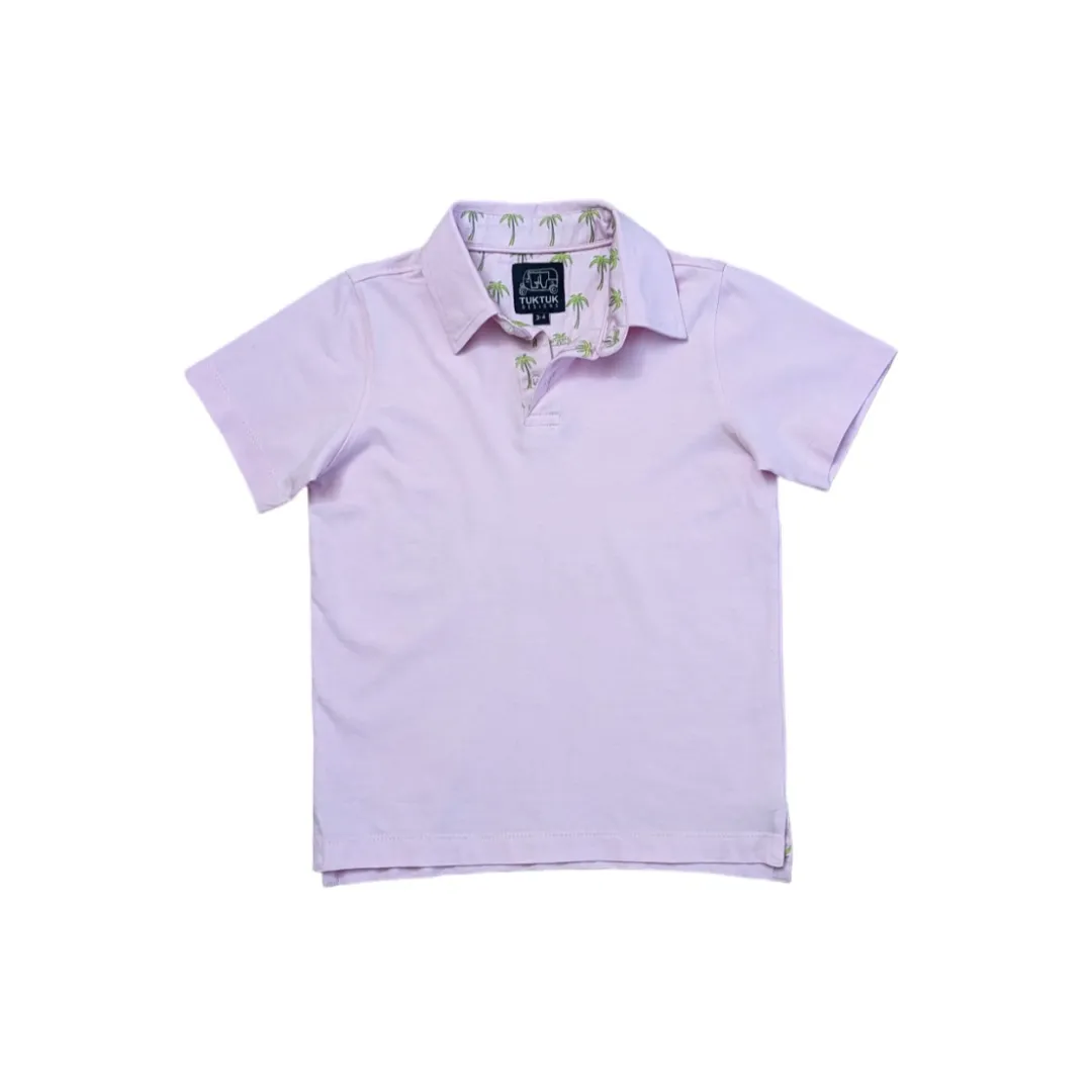 Pink with Palms Trim Polo