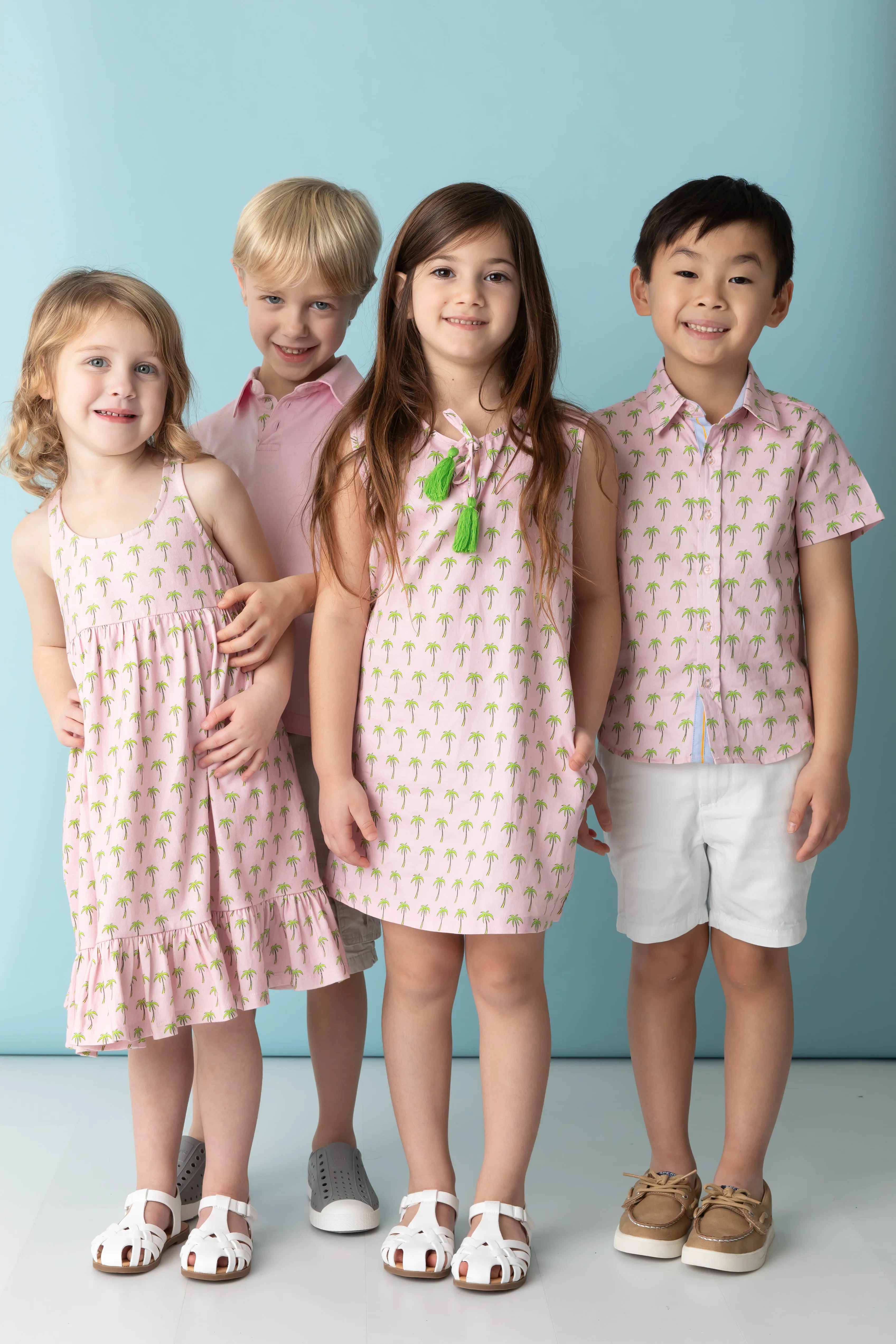 Pink with Palms Trim Polo