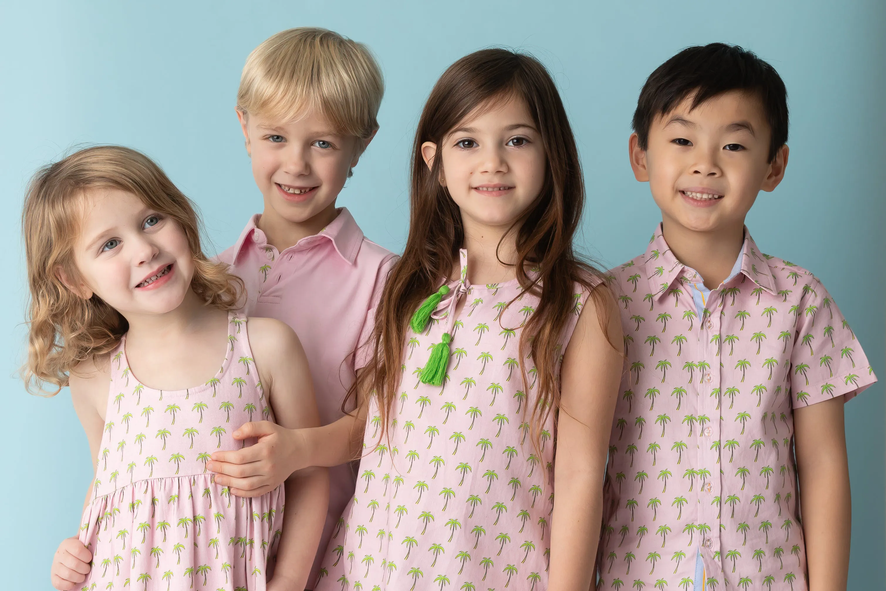 Pink with Palms Trim Polo