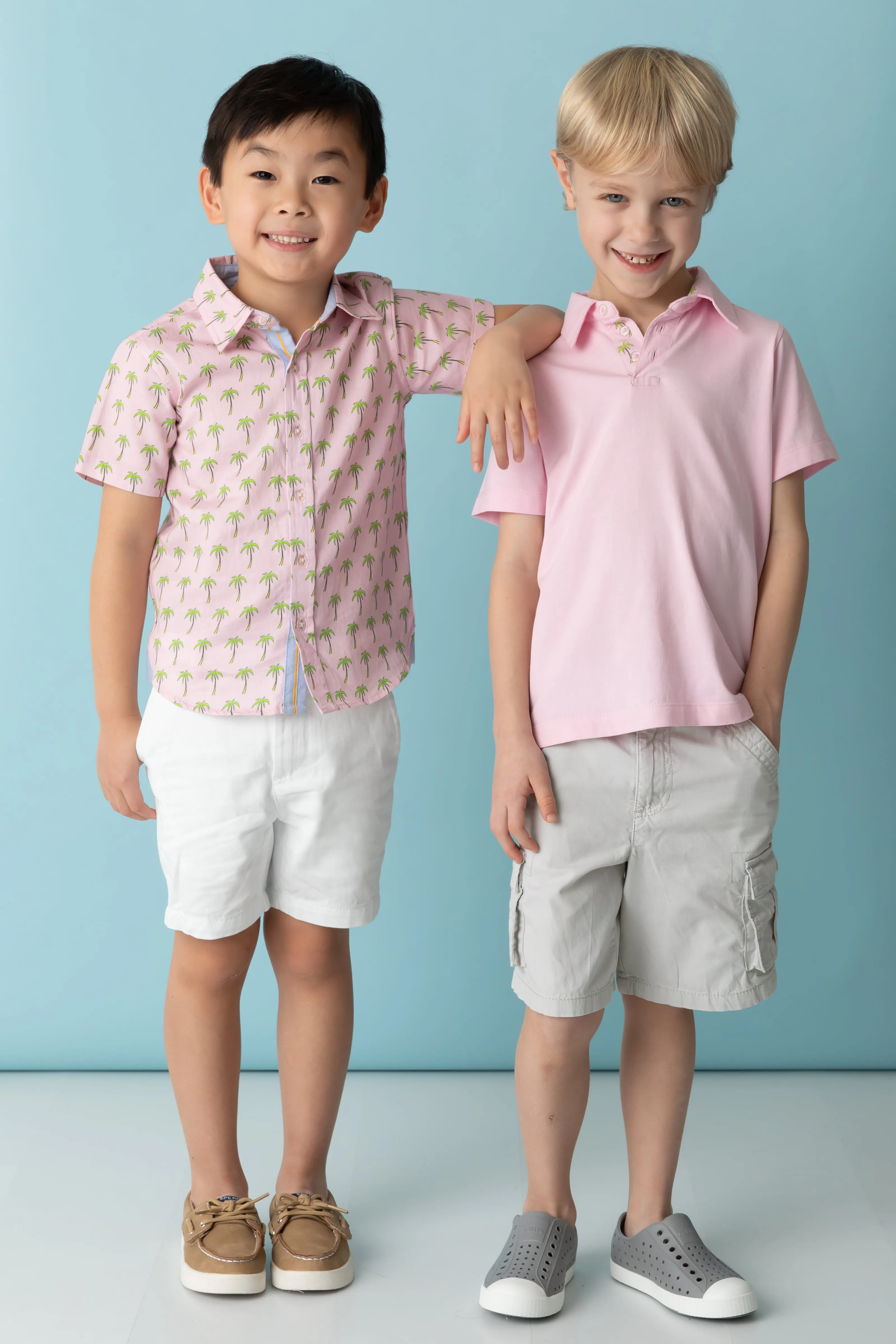 Pink with Palms Trim Polo