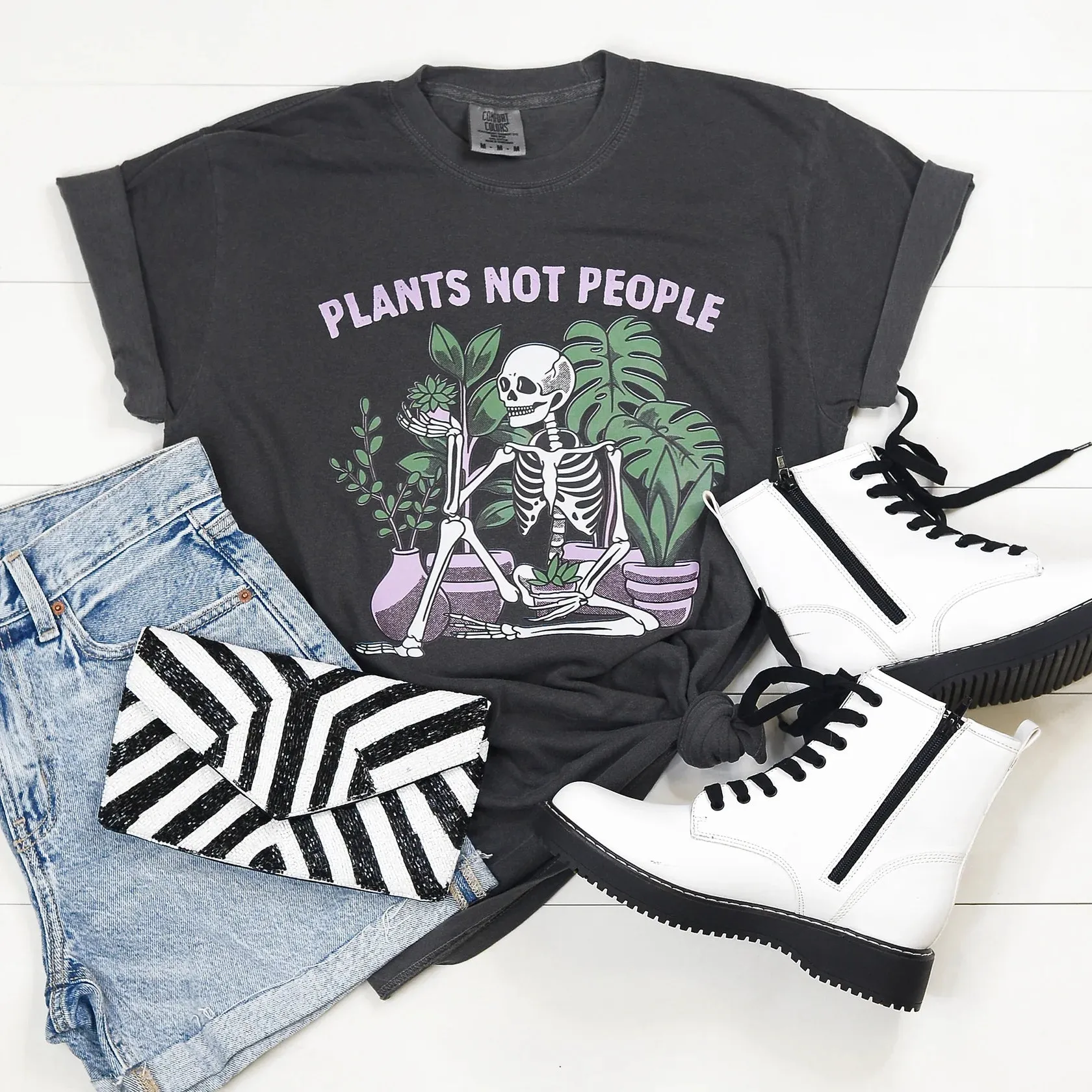 'Plants Not People' Skeleton Short Sleeve Tee by Mugsby