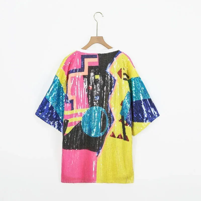 Pre Order:  Sequin Multicolor Streetwear T-Shirt