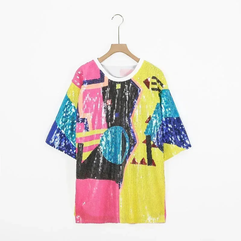 Pre Order:  Sequin Multicolor Streetwear T-Shirt