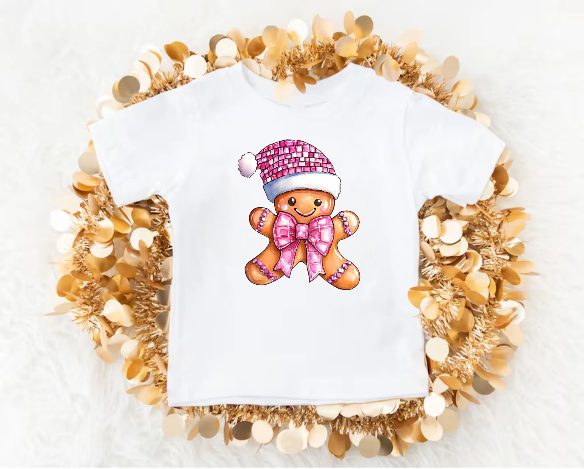Preppy Pink Gingerbread Cookie | Christmas Shirt for Girls