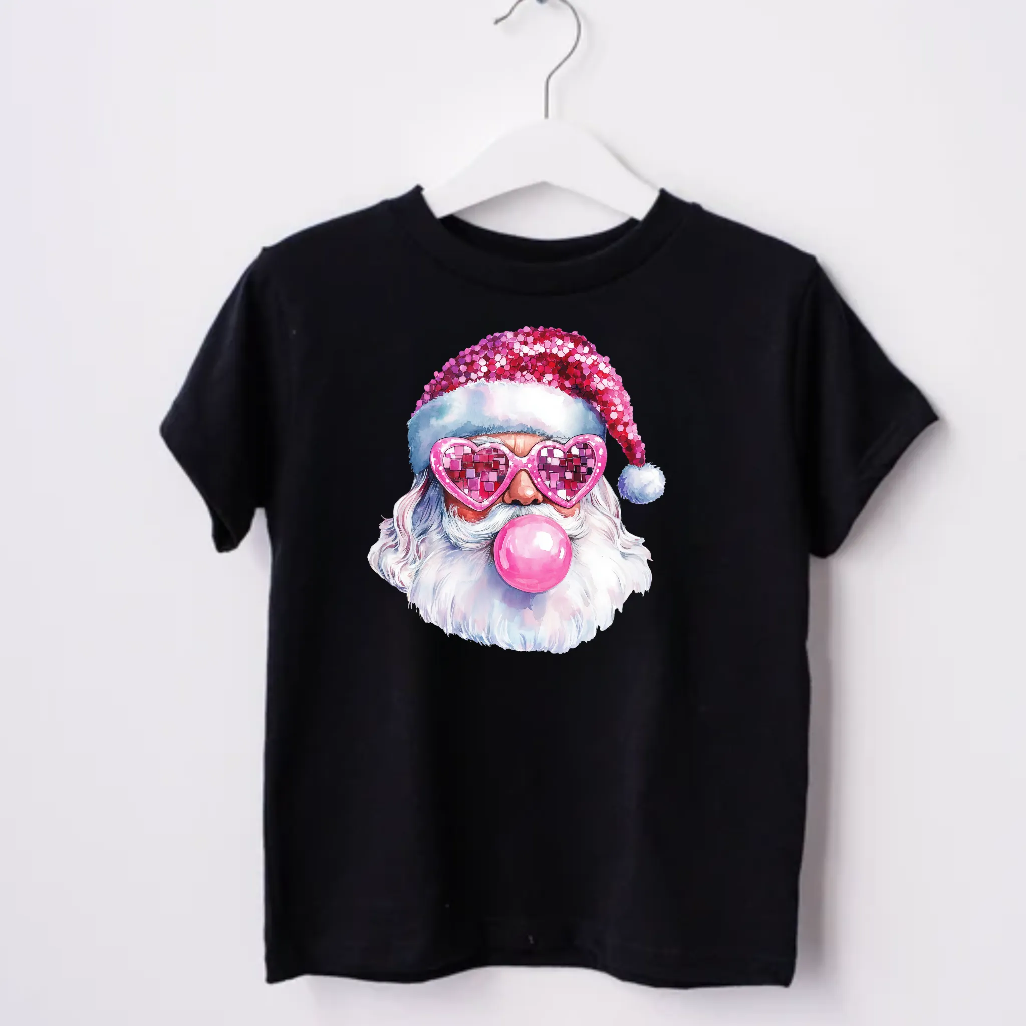 Preppy Santa Bubblegum Christmas Shirt for Girls