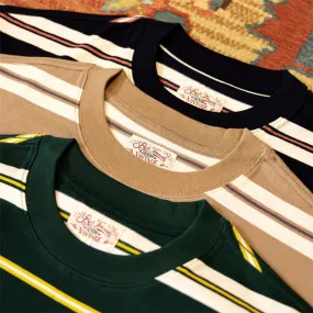 Preppy Striped T-shirt Ivy League Style Men Short Sleeve Tee