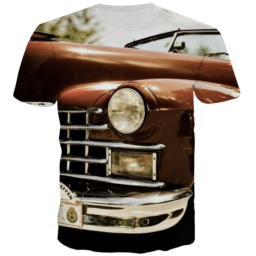 Racing Car T-shirt Men Metal Tshirt Anime City Shirt Print Gray Tshirts Novelty Retro Tshirts Casual