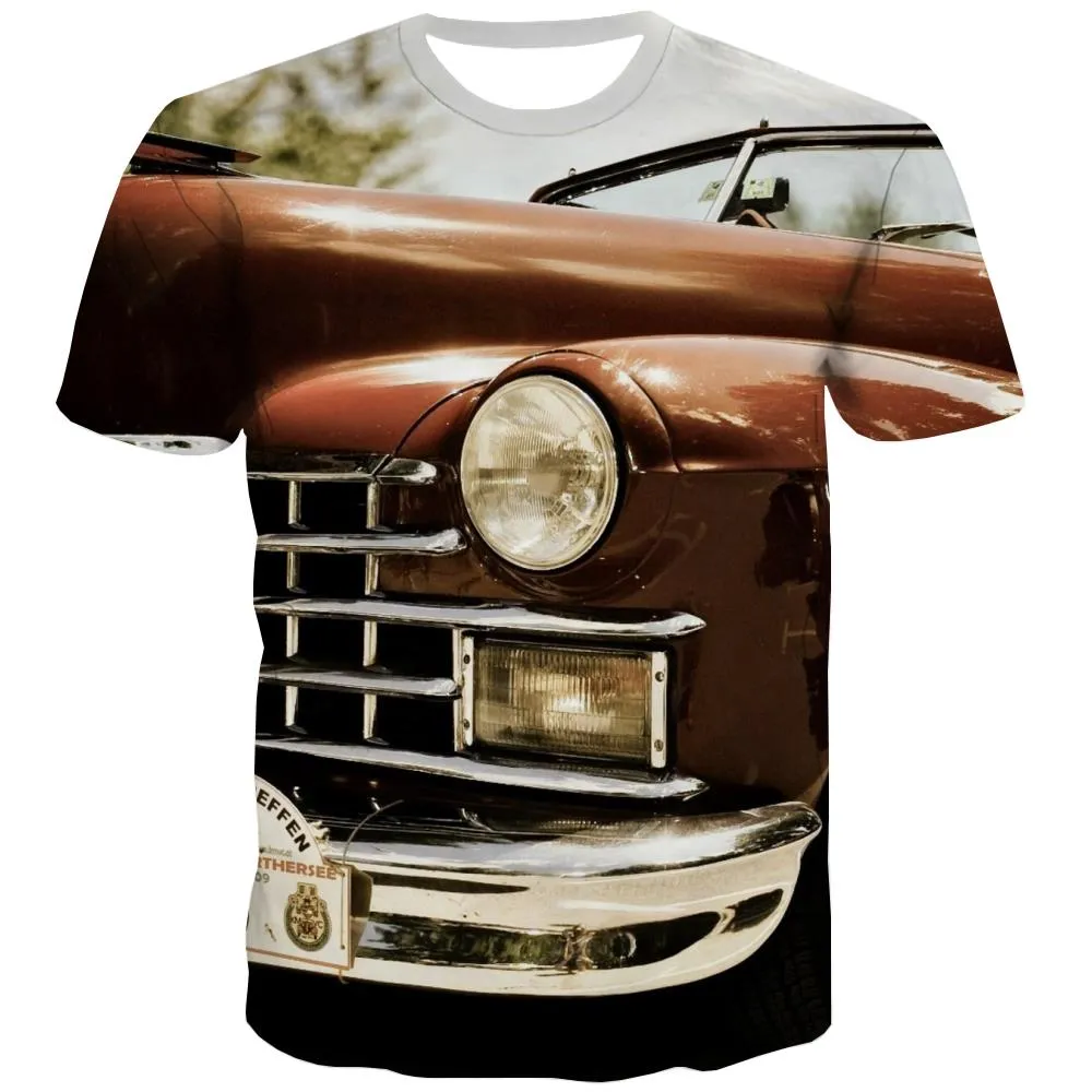 Racing Car T-shirt Men Metal Tshirt Anime City Shirt Print Gray Tshirts Novelty Retro Tshirts Casual