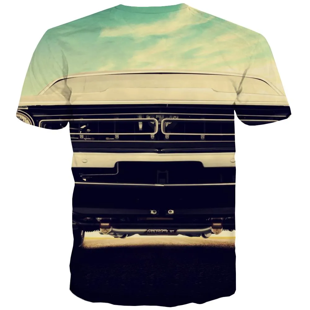 Racing Car T-shirt Men Metal Tshirts Novelty City T-shirts Graphic Gray Tshirt Anime Retro Tshirt Printed