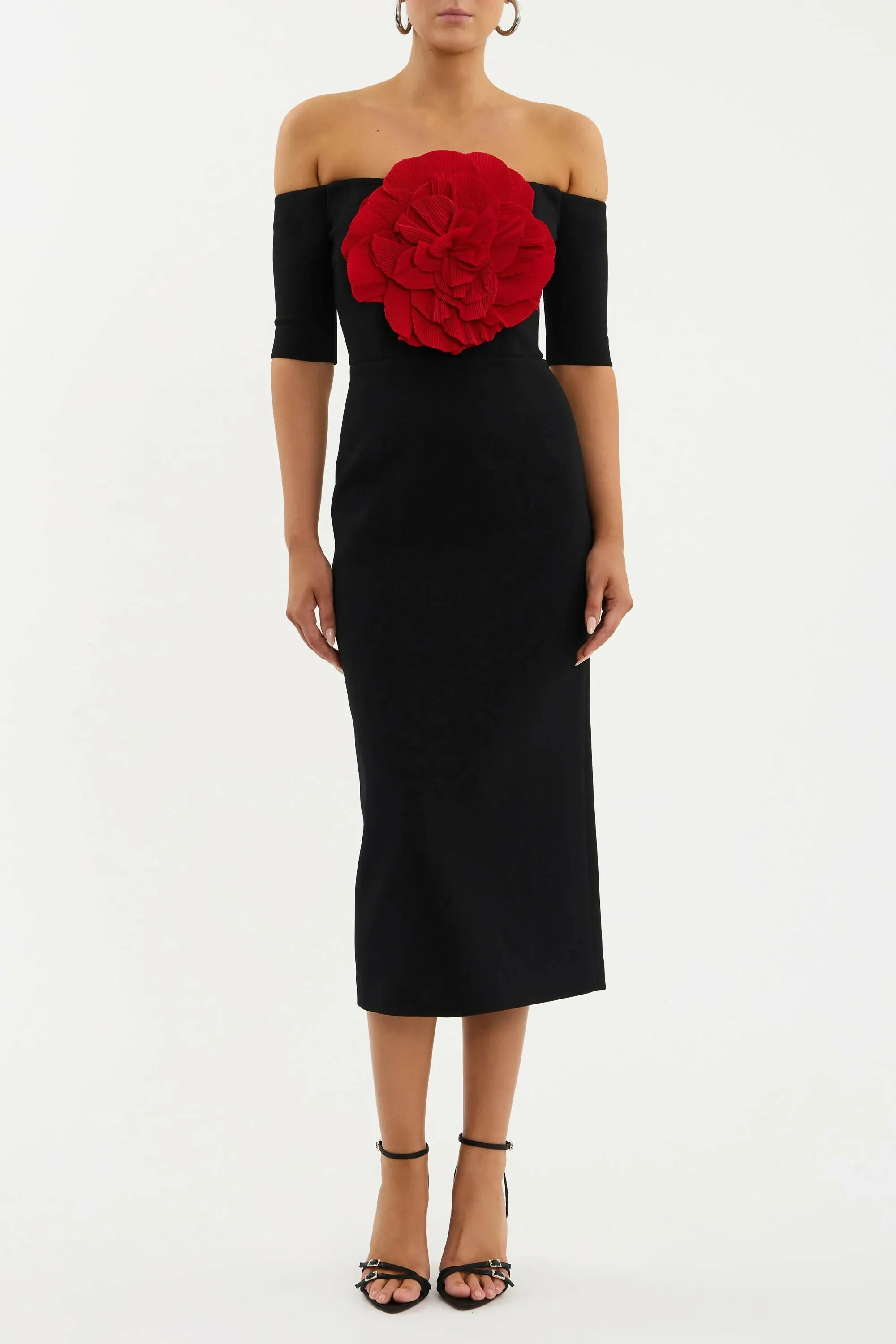 Rebecca Vallance Rhosen Off The Shoulder Midi Dress