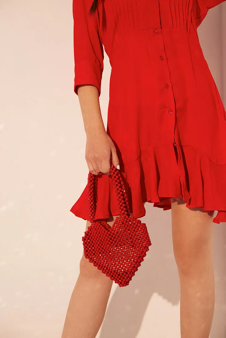 Red Knee-Length Party Full Sleeves Dress