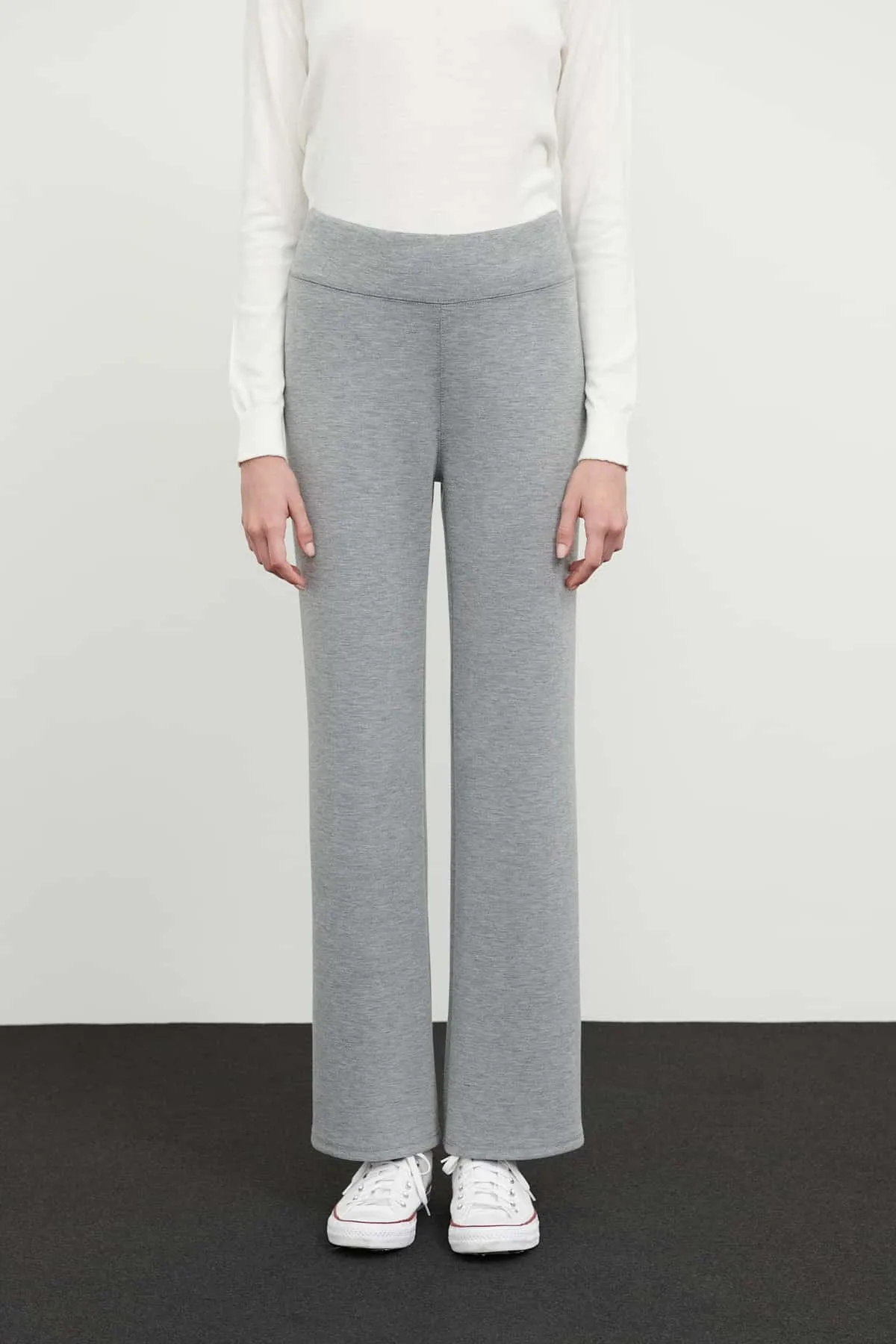 Roman Solid Knitted Trousers Grey