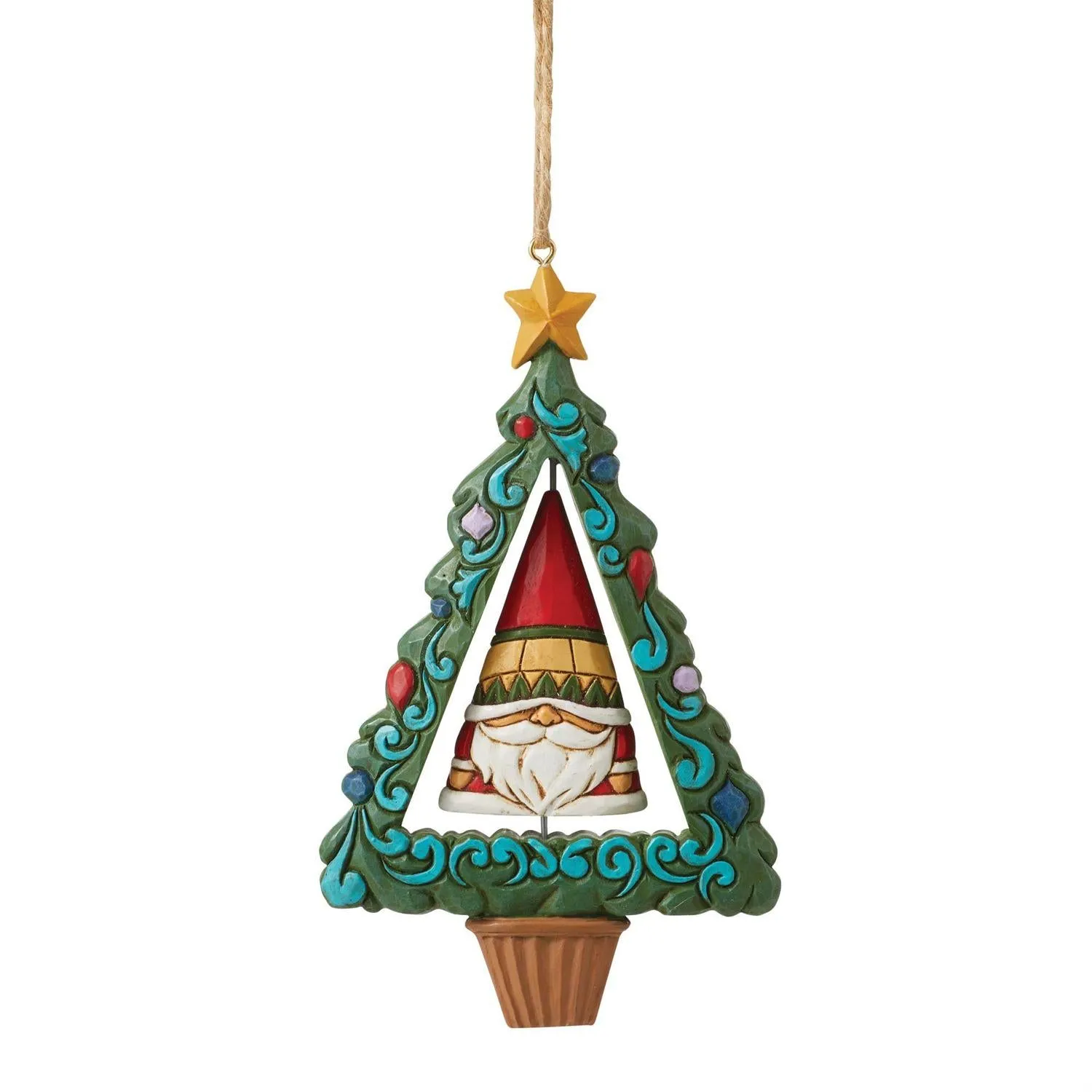 Rotating Gnome in Tree Ornament