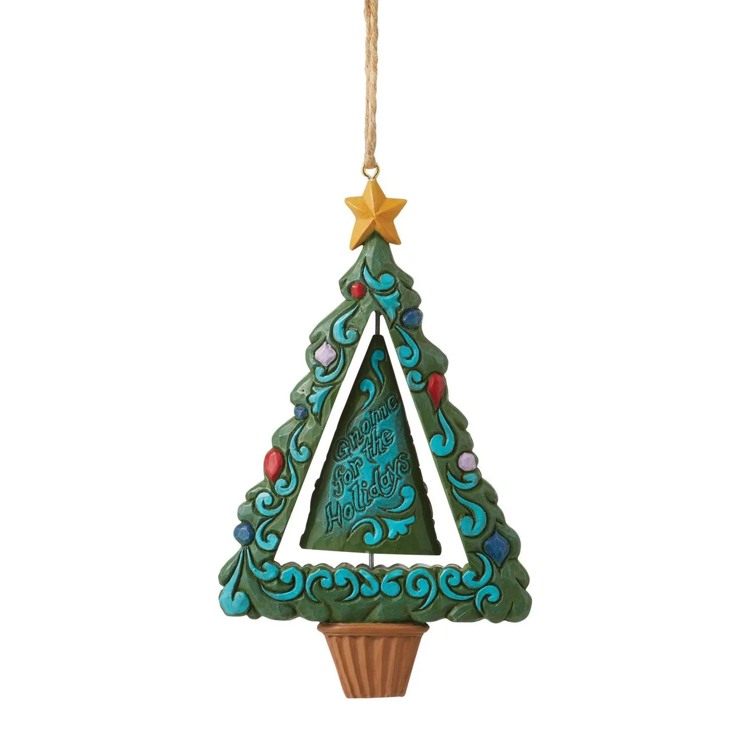 Rotating Gnome in Tree Ornament