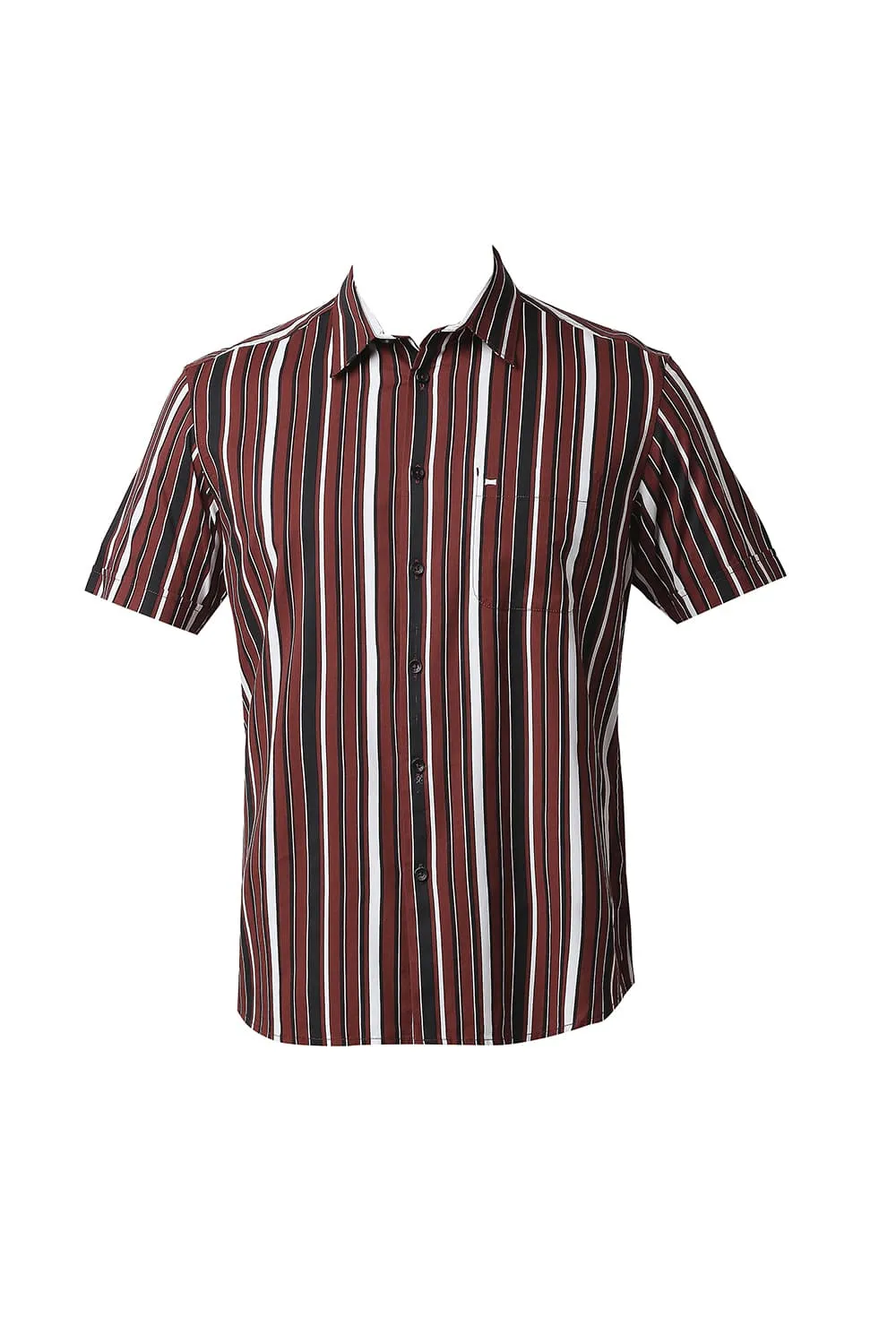 Slim Fit Cotton Viscose Printed Stripe Halfsleeves Shirt