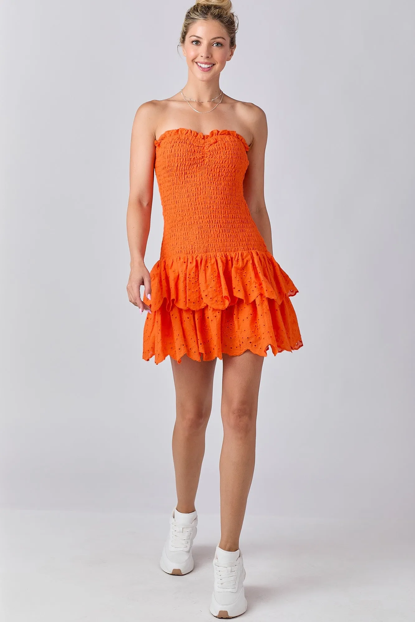 Smocked Ruffle Mini Dress