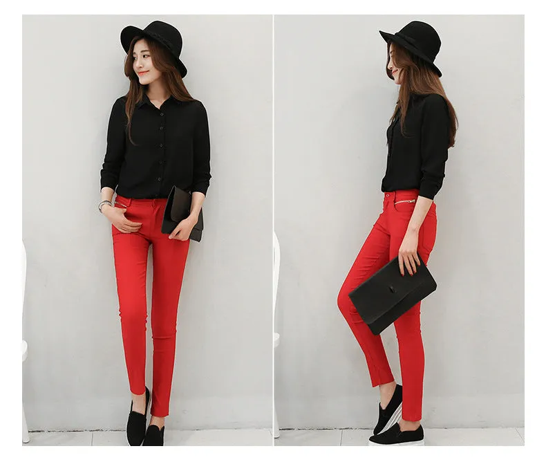Solid Color Lapel Casual Loose Long Sleeve Shirt