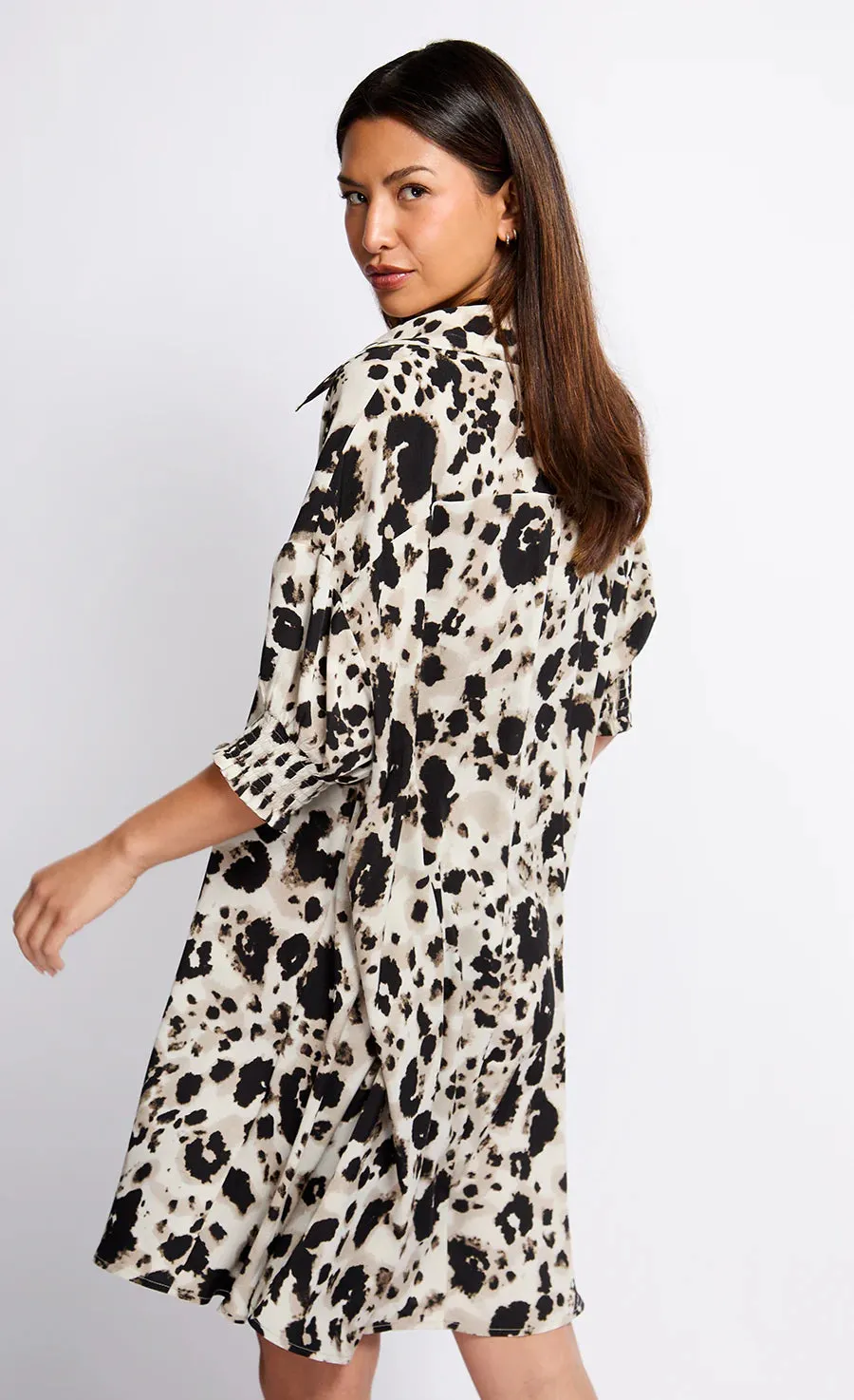 Sonya Shirt Dress (Animal Print)