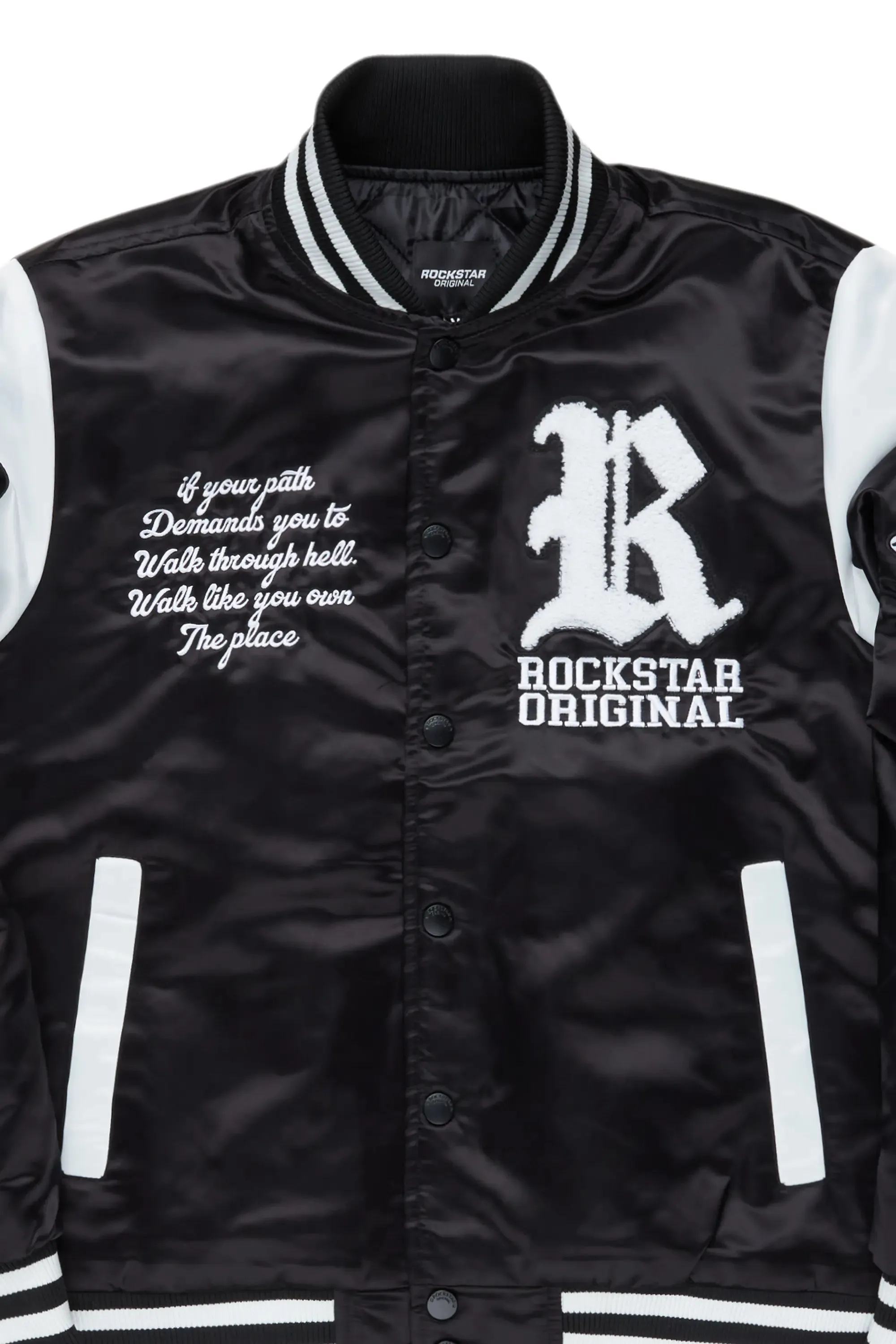 Sosa Black Satin Varsity Jacket
