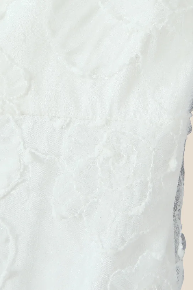 Spaghetti Straps White Lace Sheath Long Dress