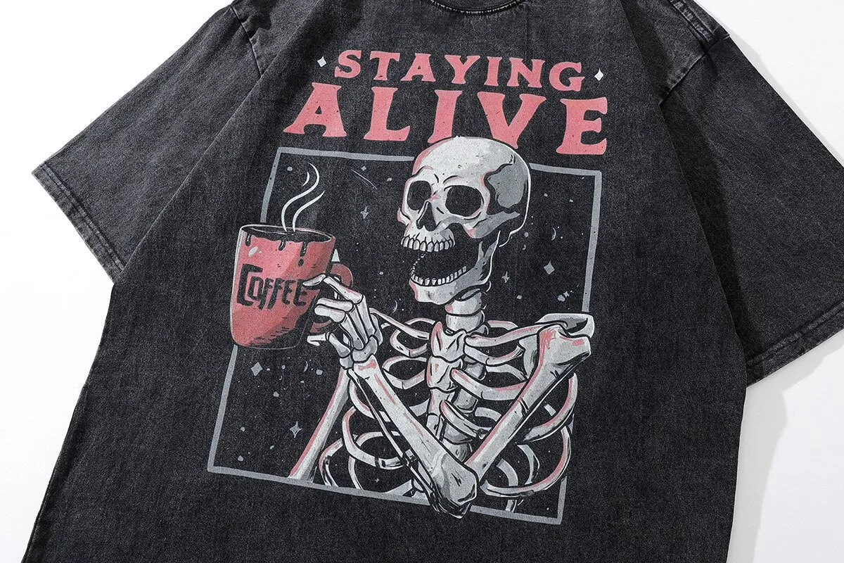 Staying Alive Skeleton T-Shirt