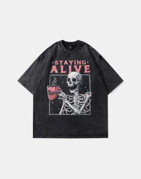 Staying Alive Skeleton T-Shirt