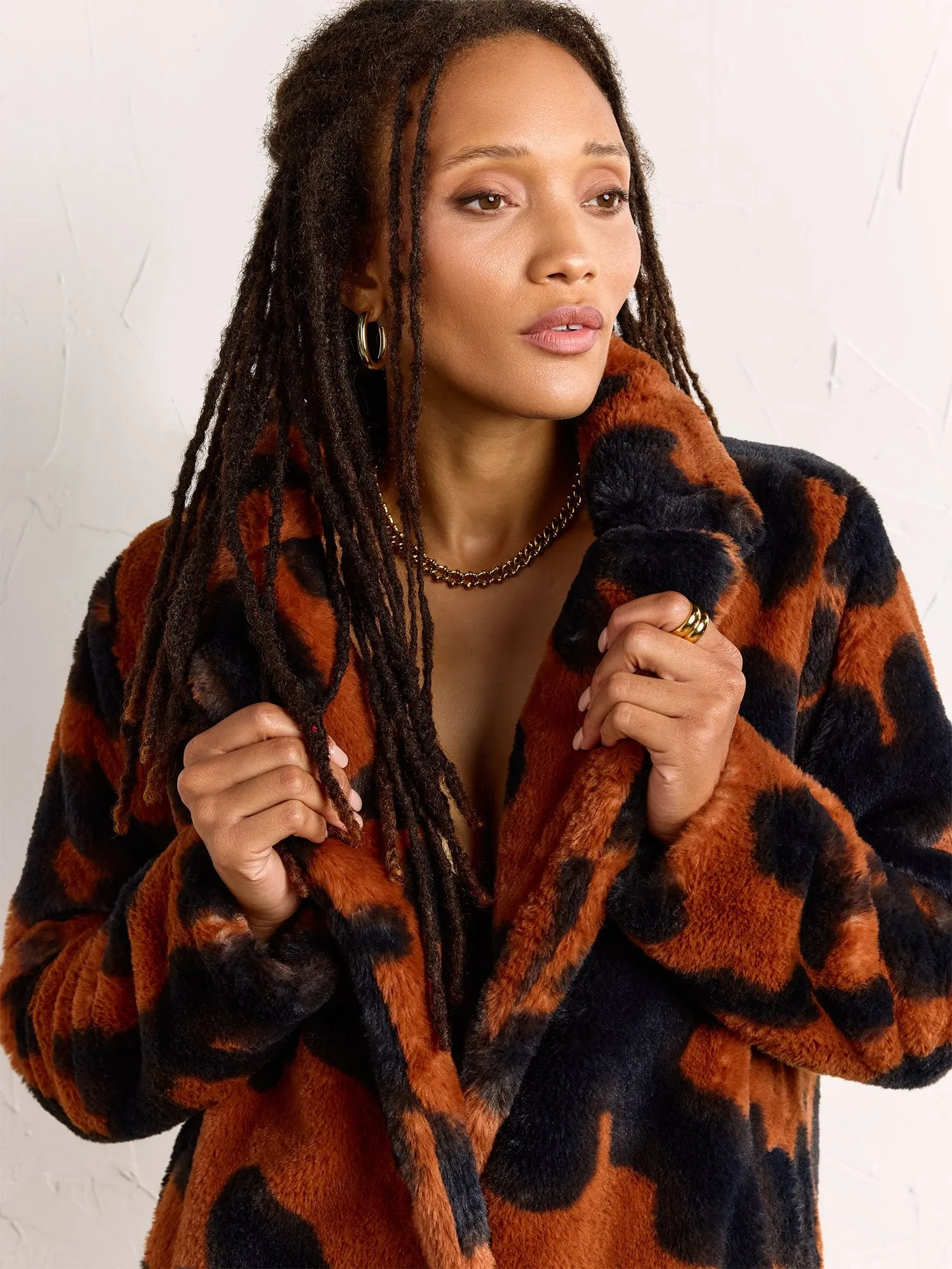 Stoosh Cowhide Print Faux Fur Coat - Brands We Love