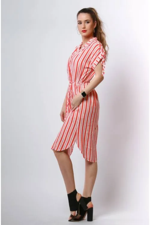Striped Shirt Dress No Sleeve