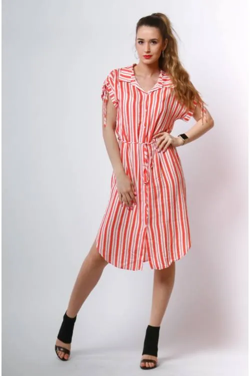 Striped Shirt Dress No Sleeve