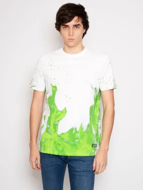 T-shirt con Fiamme Bianco/Verde