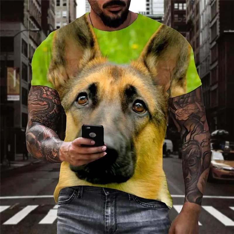 t shirts dog Puppy Cute animal Funny 3D t shirt men's art costume big Smart dogs Casual