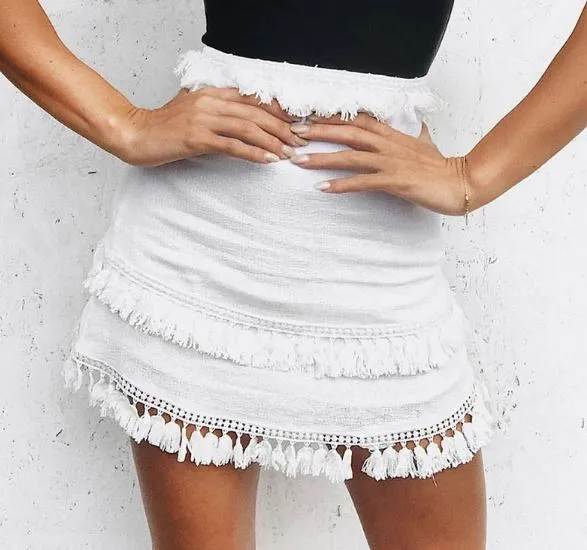 Tassel high waist mini skirt