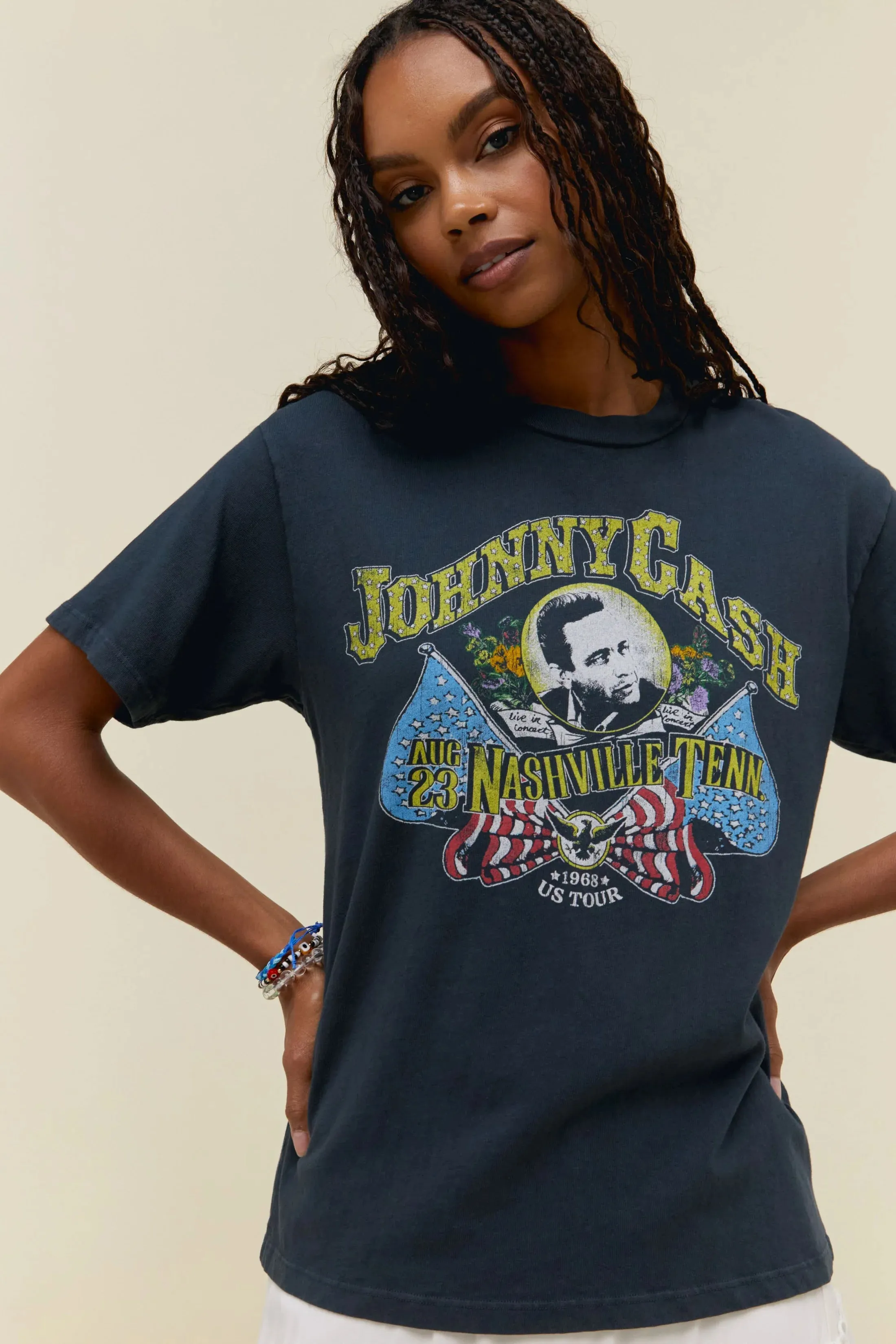 The Johnny Cash Nashville 1968 Weekend Tee by Daydreamer - Vintage Black