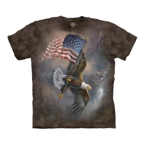 The Mountain USA American Flag Bearing Eagle Adult Unisex T-Shirt