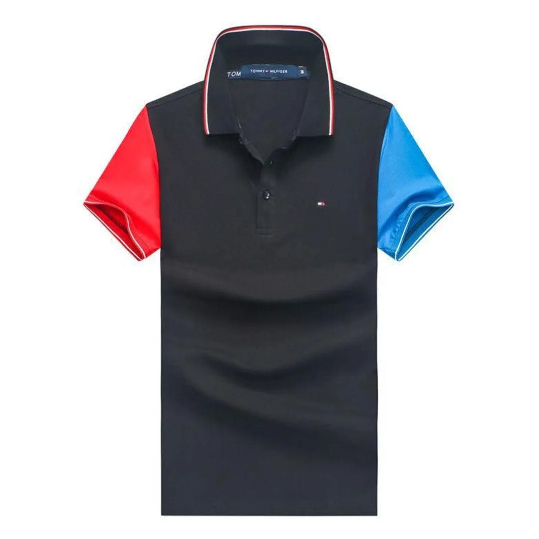 Tommy Hilfiger Men's Body-fit Black Stripes Collar Polo