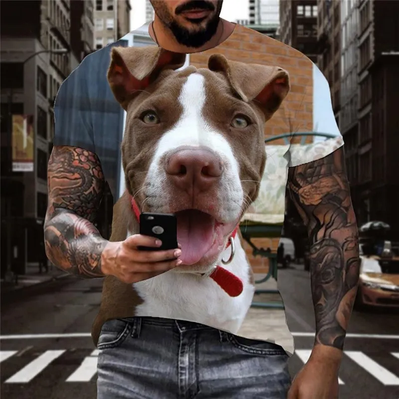 tshirt dog Puppy Cute animal 3D tshirt Cool men's big Smart dogs art costume
