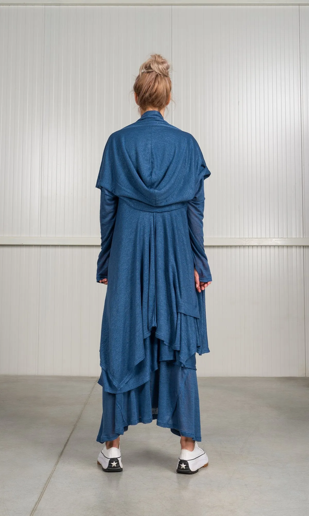 Two-piece Set of Linen Knit Dress and Cardigan