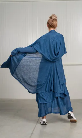 Two-piece Set of Linen Knit Dress and Cardigan
