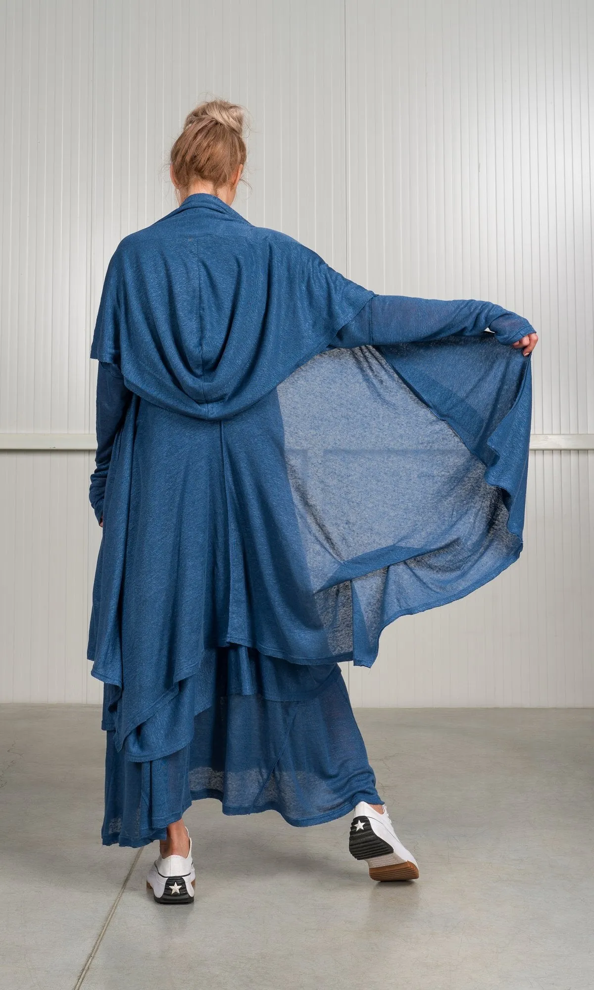 Two-piece Set of Linen Knit Dress and Cardigan