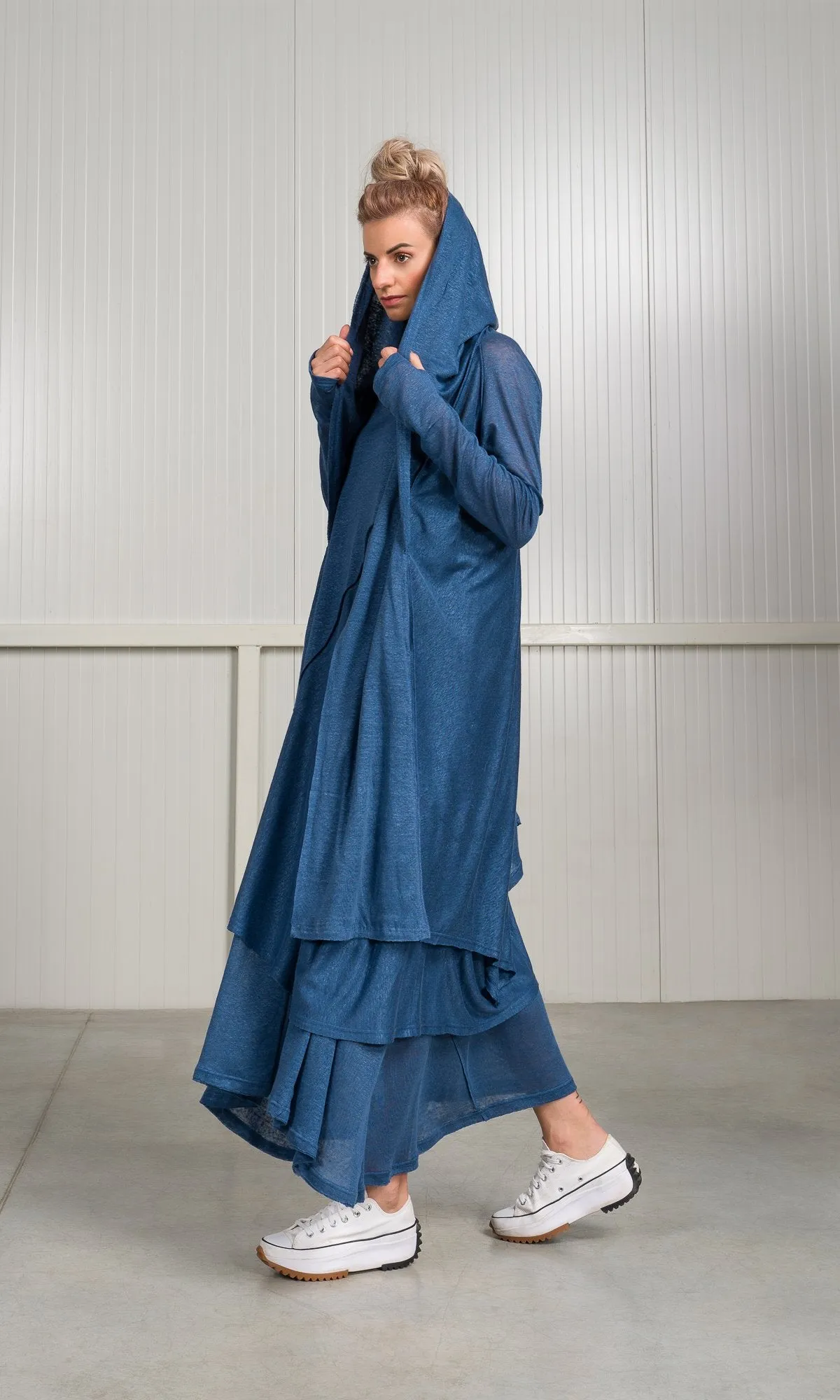 Two-piece Set of Linen Knit Dress and Cardigan