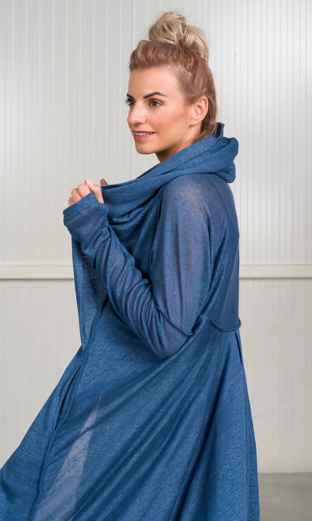 Two-piece Set of Linen Knit Dress and Cardigan