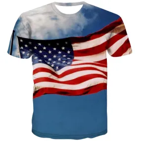 USA T-shirt Men Flag Tshirts Casual Statue Shirt Print Country T shirts Funny