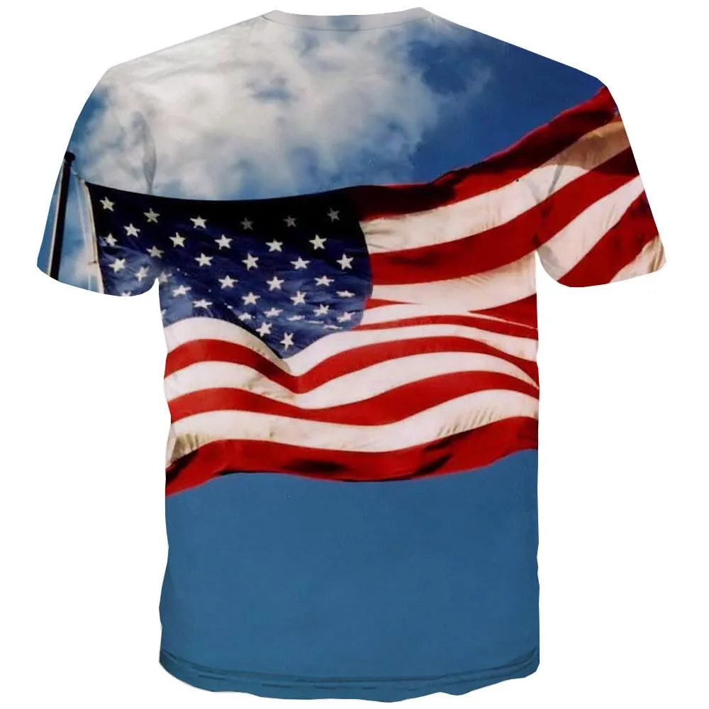 USA T-shirt Men Flag Tshirts Casual Statue Shirt Print Country T shirts Funny
